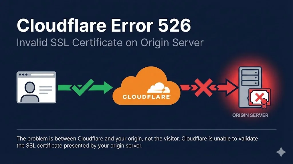 Cloudflare Error 526 - Invalid SSL Certificate connection flow diagram